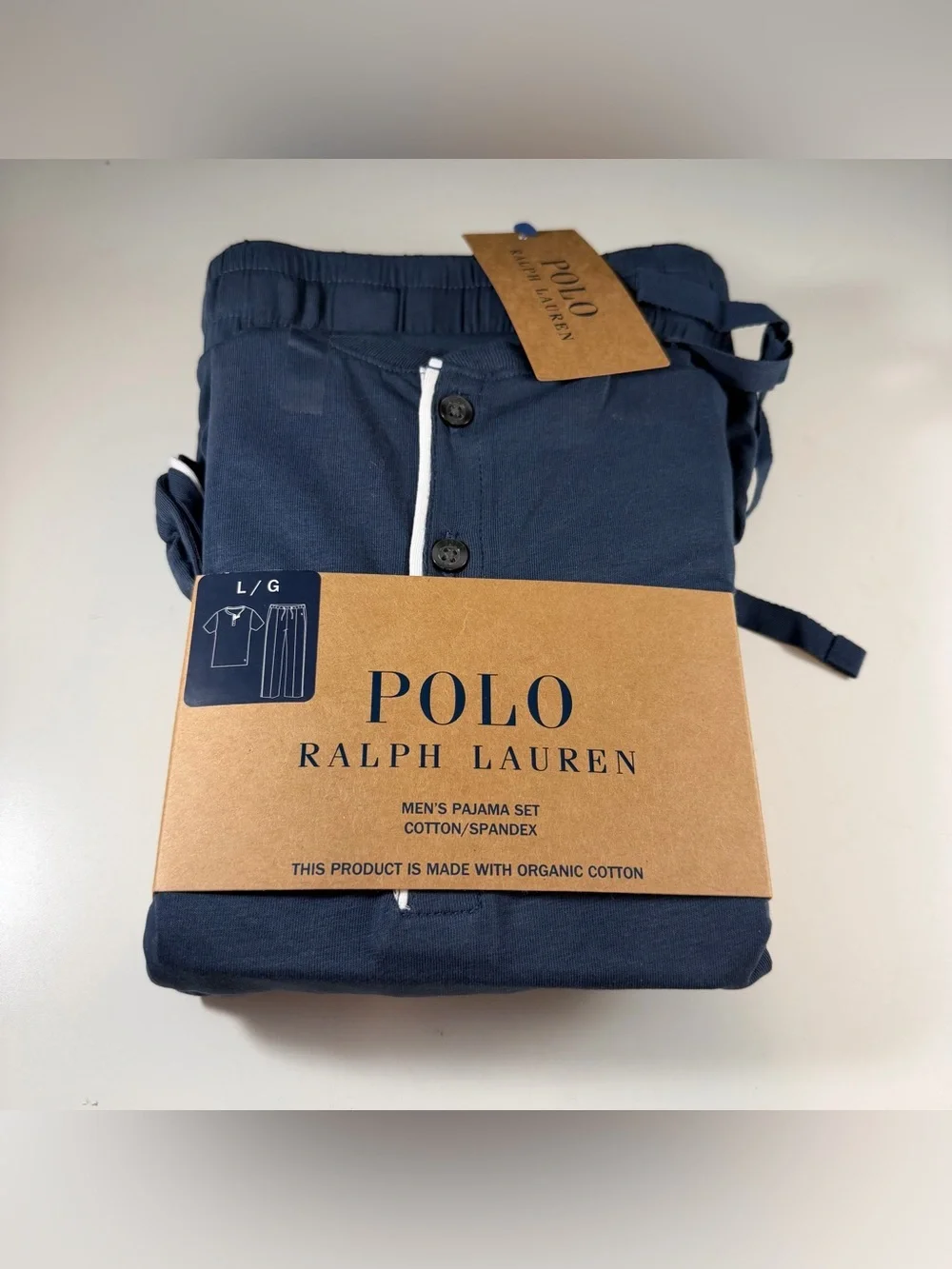 Polo Ralph Lauren Mens Blue 2 Piece Henley & Pants Pajama Set- Size Large NWT